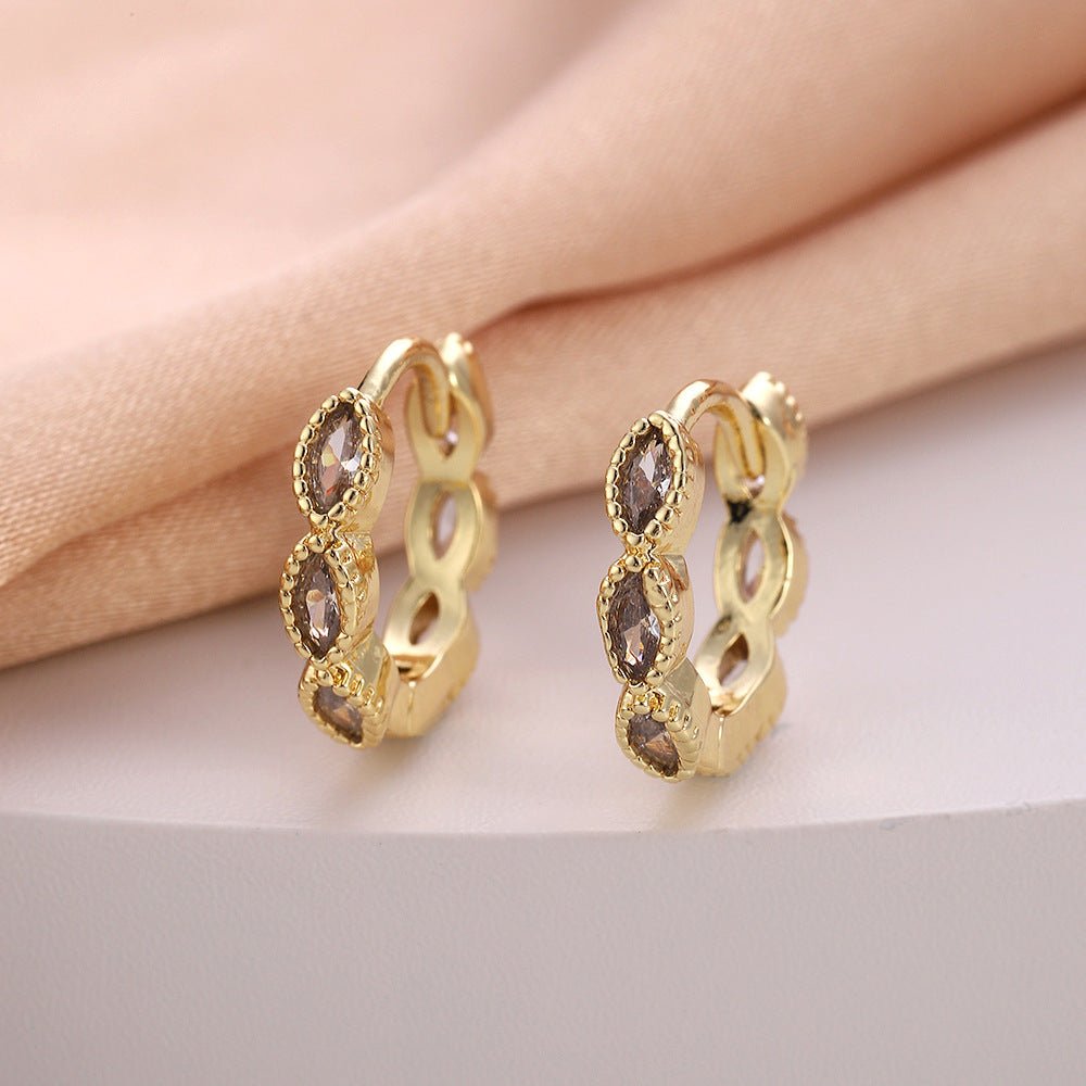 1 Pair Casual Simple Style Geometric Flower Bow Knot Plating Copper Hoop Earrings