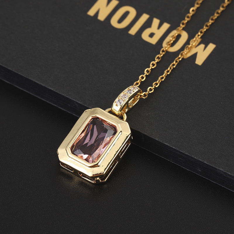 Simple Style Geometric Copper Zircon Pendant Necklace In Bulk