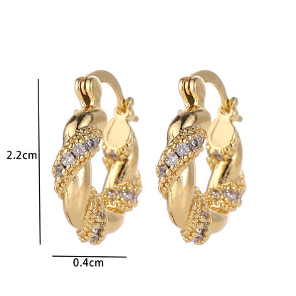 1 Pair Casual Simple Style Geometric Flower Bow Knot Plating Copper Hoop Earrings