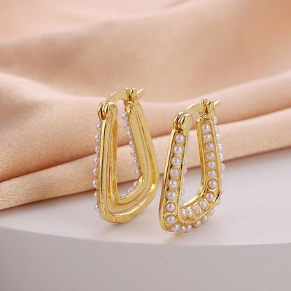 1 Pair Casual Simple Style Geometric Flower Bow Knot Plating Copper Hoop Earrings