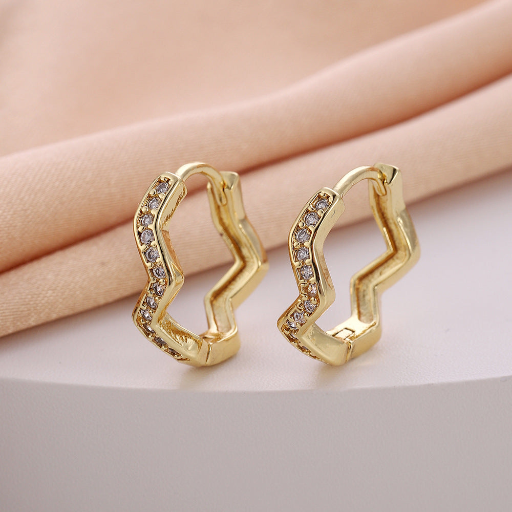 1 Pair Casual Simple Style Geometric Flower Bow Knot Plating Copper Hoop Earrings