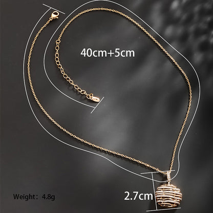 Xuping Simple Style Commute Round Waves Alloy Plating Hollow Out Inlay Artificial Gemstones 18k Gold Plated Women's Earrings Necklace