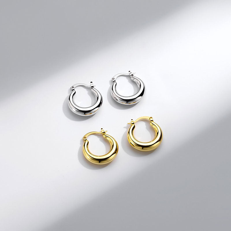 Wholesale Jewelry Ig Style French Style Simple Style Solid Color Copper Alloy Gold Plated Polishing Plating Hoop Earrings