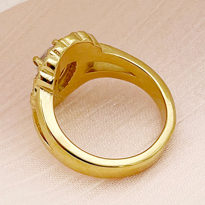 Elegant Geometric Stainless Steel Plating Inlay Zircon Rings