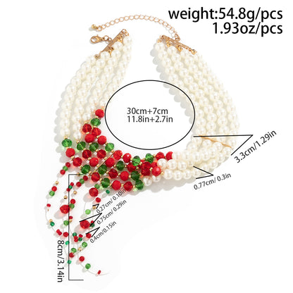 Casual Elegant Irregular Geometric Imitation Pearl Beaded Tassel Crystal Women's Choker