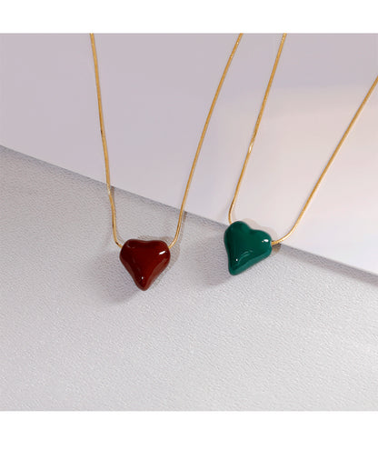 Copper Casual Simple Style Heart Shape Enamel Pendant Necklace