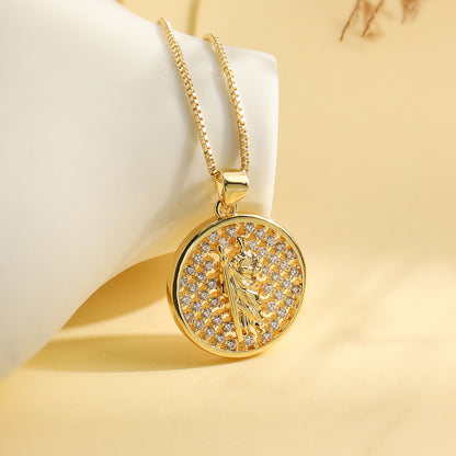 Simple Style Commute Geometric Copper 18k Gold Plated Zircon Pendant Necklace In Bulk