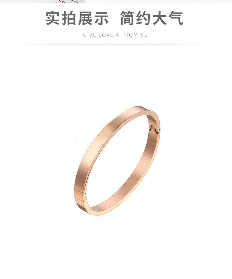 Simple Style Solid Color Titanium Steel Gold Plated Bangle In Bulk