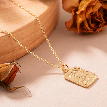Ig Style Sweet Heart Shape Flower Copper 14k Gold Plated Pendant Necklace In Bulk