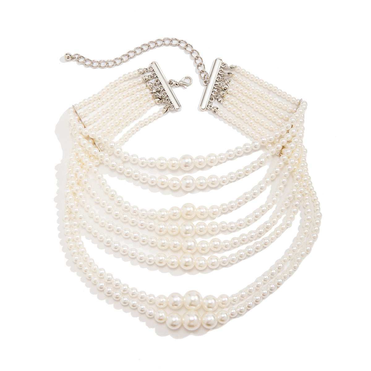 Elegant Retro Irregular Geometric Imitation Pearl Wholesale Layered Necklaces