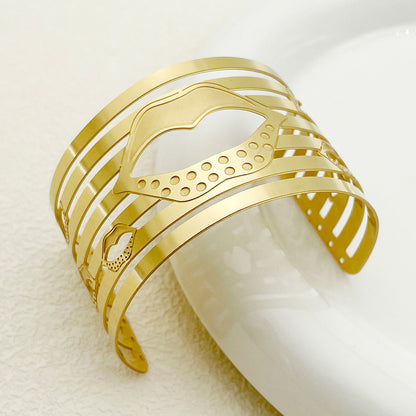 Simple Style Roman Style Lips Stainless Steel Plating Gold Plated Bangle