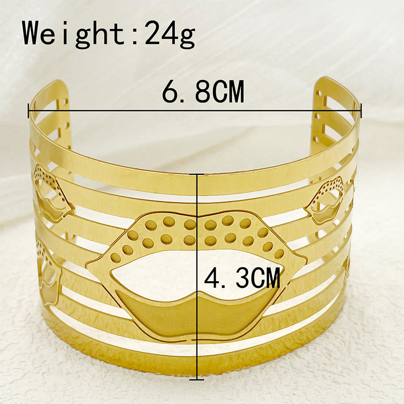 Simple Style Roman Style Lips Stainless Steel Plating Gold Plated Bangle