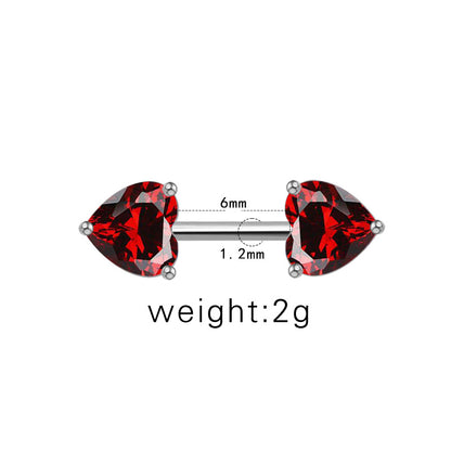 1 Piece Casual Simple Style Animal Heart Shape Inlay Stainless Steel Copper Rhinestones Zircon White Gold Plated Cartilage Earrings