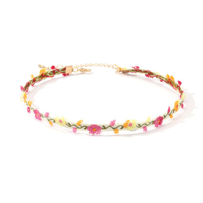 Casual Simple Style Flower Linen Alloy Handmade Women's Choker