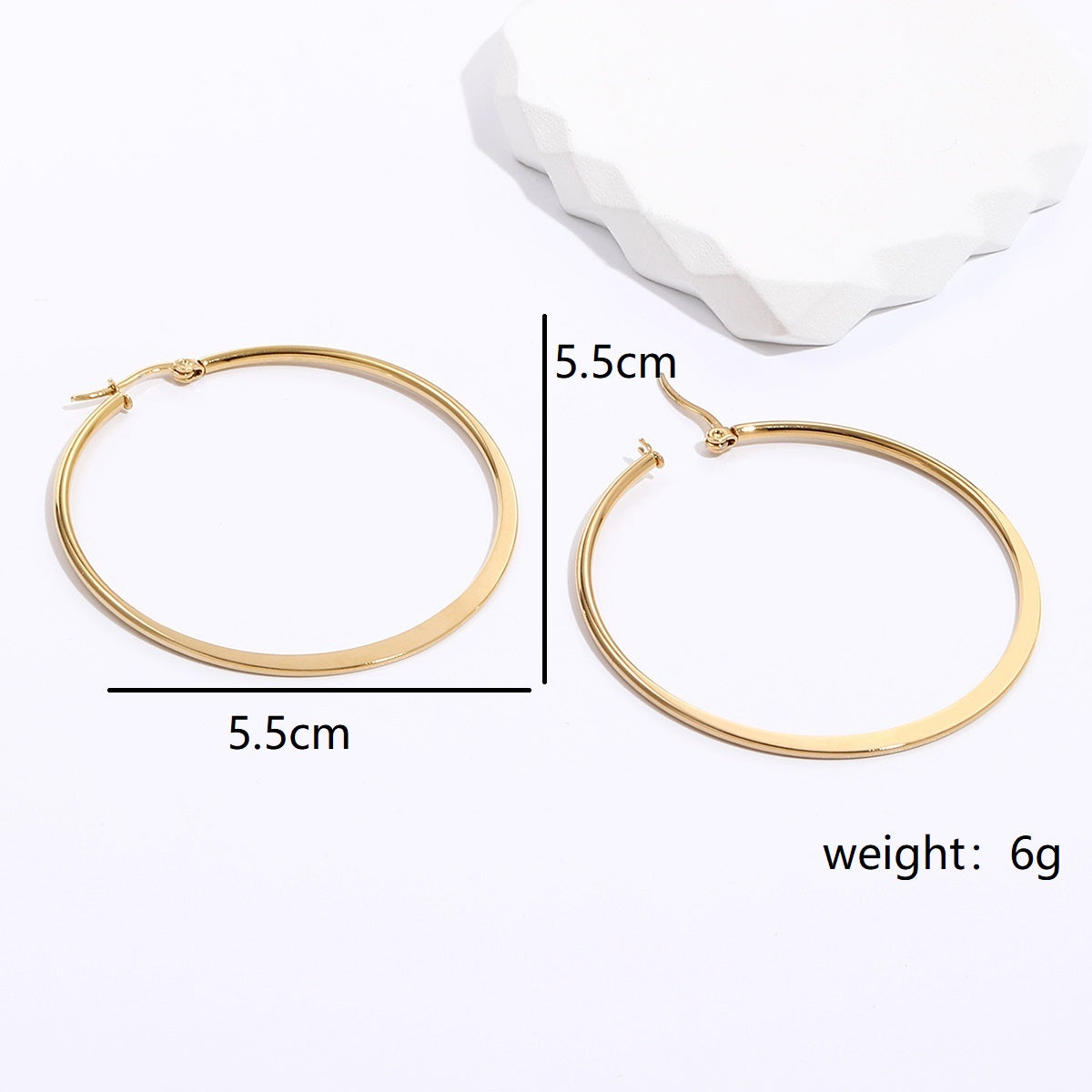 Fashion Creative Stainless Steel Electroplating 18k Gold Large Circle Earrings