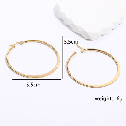 Fashion Creative Stainless Steel Electroplating 18k Gold Large Circle Earrings