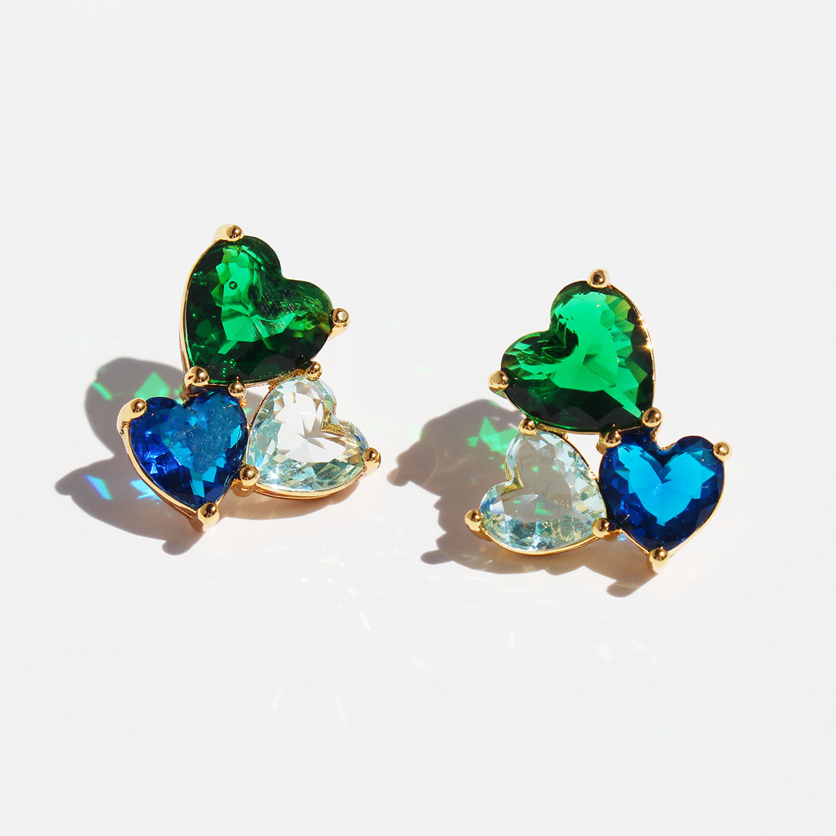 1 Pair Sweet Heart Shape Plating Inlay Brass Zircon Ear Studs