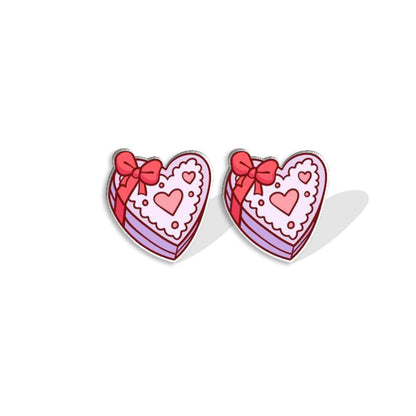 1 Pair Cute Cartoon Letter Heart Shape Epoxy Plastic Ear Studs