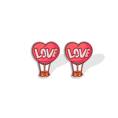 1 Pair Cute Cartoon Letter Heart Shape Epoxy Plastic Ear Studs