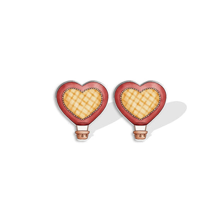 1 Pair Cute Cartoon Letter Heart Shape Epoxy Plastic Ear Studs