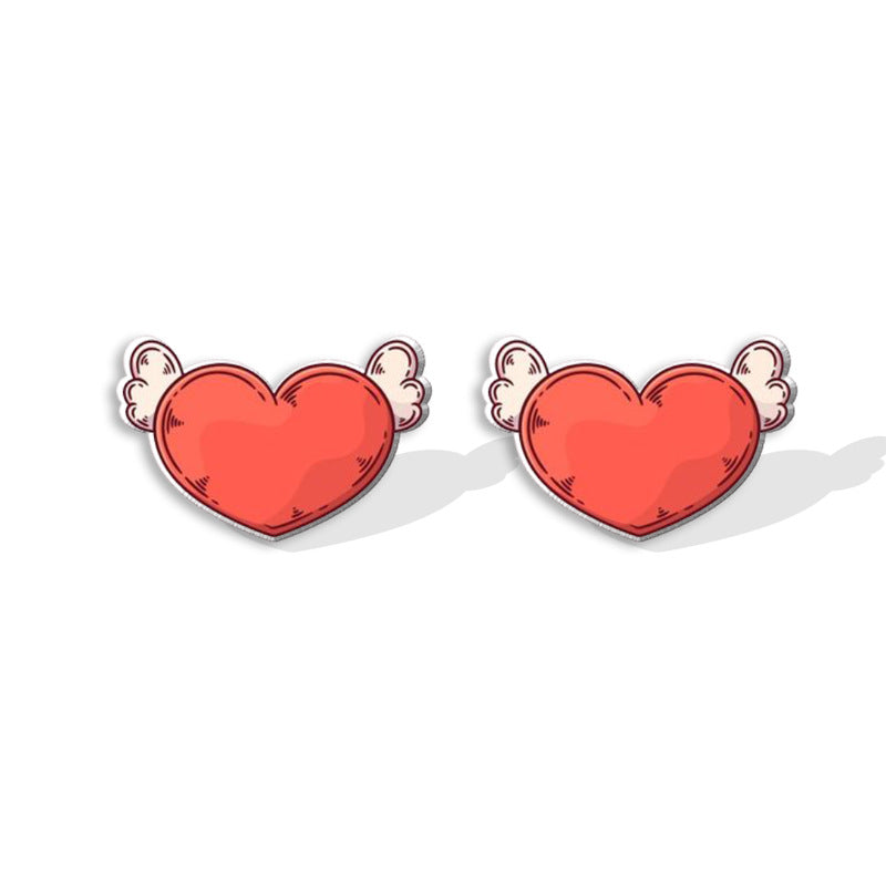 1 Pair Cute Cartoon Letter Heart Shape Epoxy Plastic Ear Studs