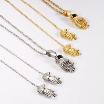 Wholesale Casual Simple Style Palm Titanium Steel Irregular Plating Earrings Necklace