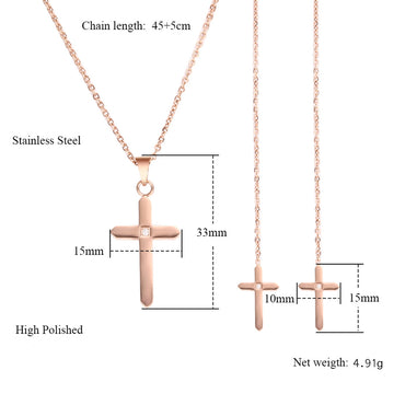 Wholesale Simple Style Cross Titanium Steel Plating Earrings Necklace