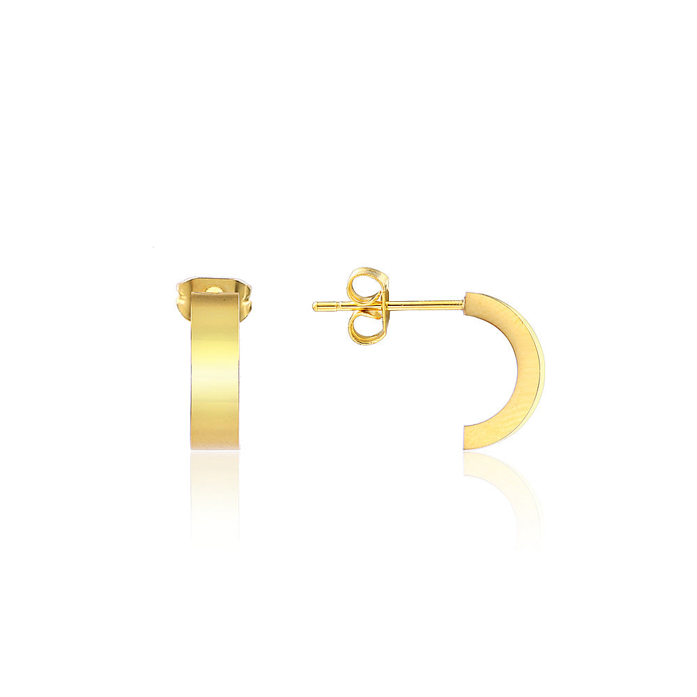 1 Pair Simple Style Commute C Shape Solid Color Plating Titanium Steel 18k Gold Plated Ear Studs