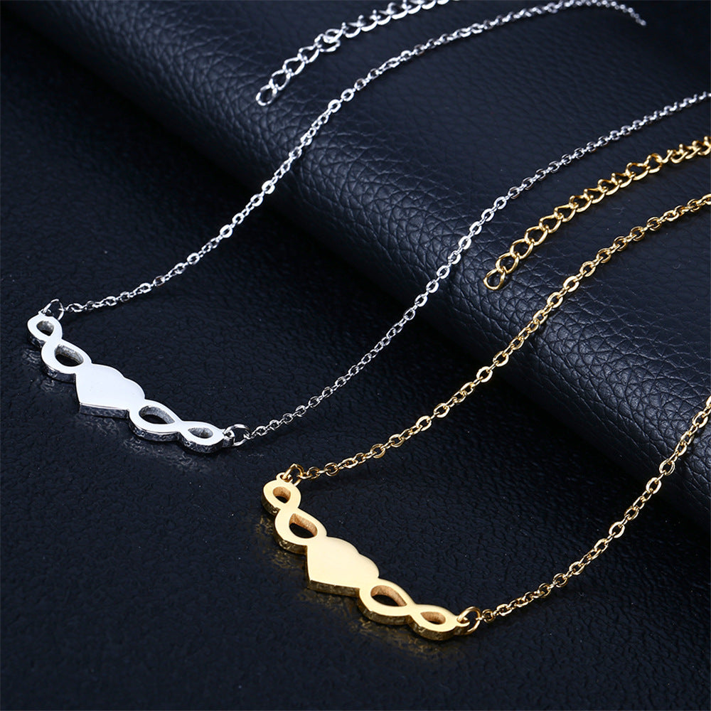 Wholesale Simple Style Infinity Heart Shape Titanium Steel Plating Hollow Out Earrings Necklace