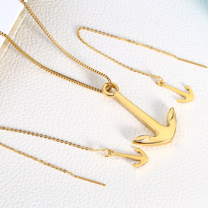 Wholesale Simple Style Anchor Titanium Steel Irregular Plating Earrings Necklace