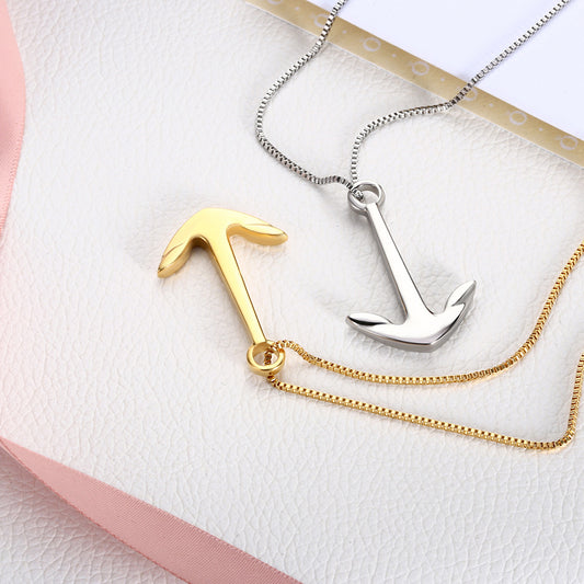 Wholesale Simple Style Anchor Titanium Steel Irregular Plating Earrings Necklace