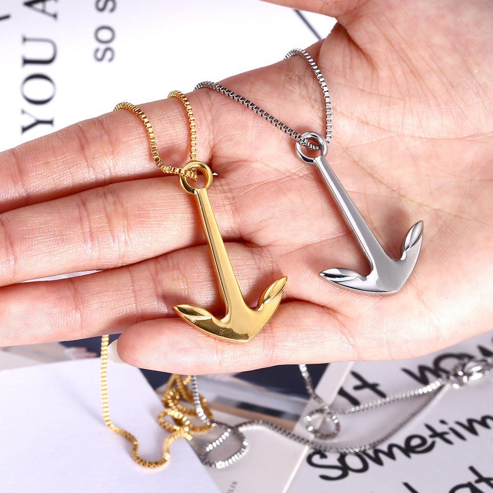 Wholesale Simple Style Anchor Titanium Steel Irregular Plating Earrings Necklace