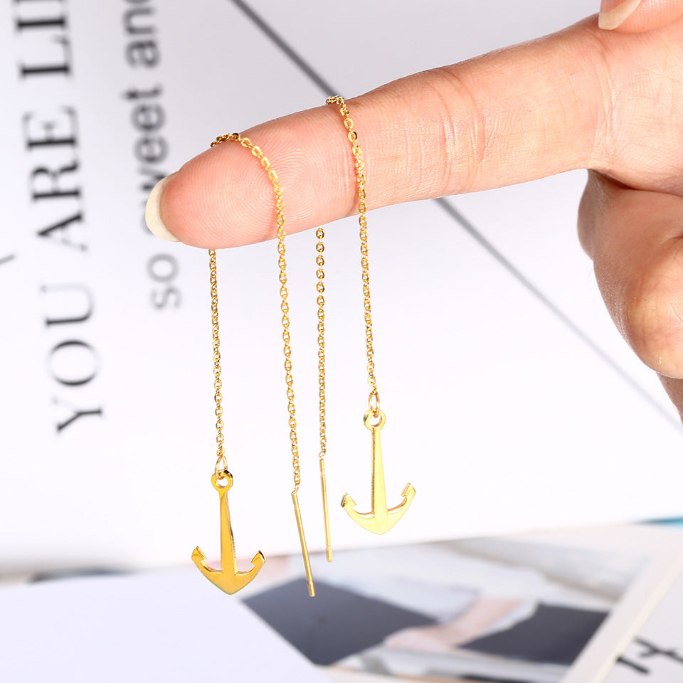 Wholesale Simple Style Anchor Titanium Steel Irregular Plating Earrings Necklace