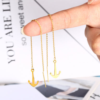 Wholesale Simple Style Anchor Titanium Steel Irregular Plating Earrings Necklace