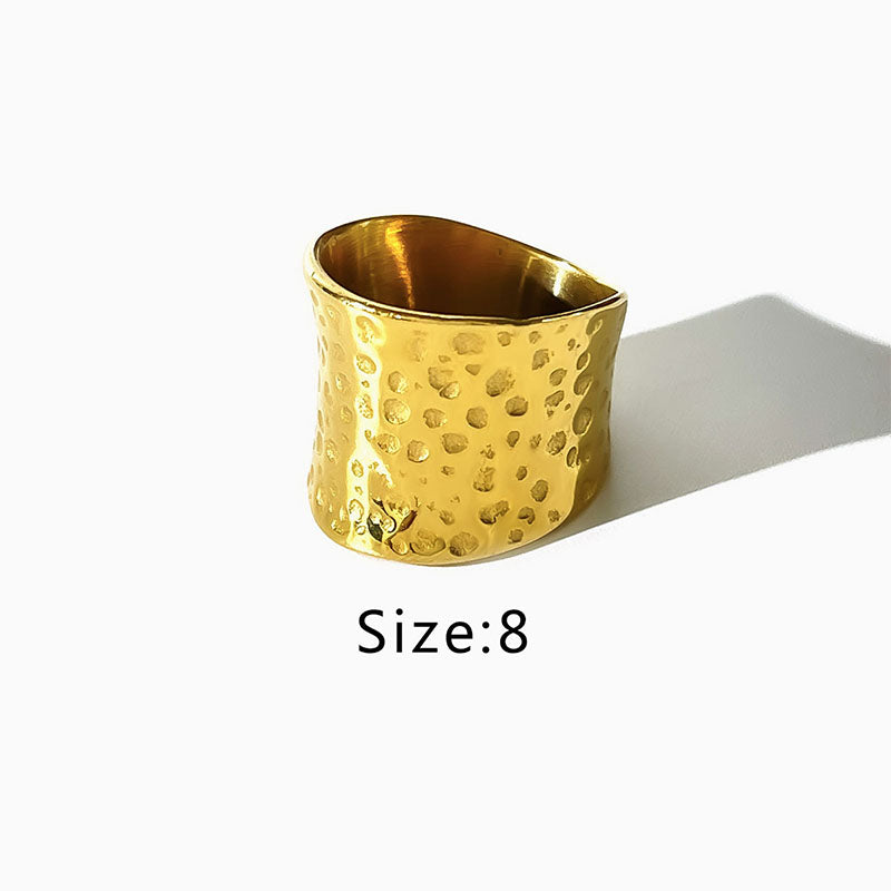 Simple Style Crater Solid Color Stainless Steel Plating 18k Gold Plated Rings