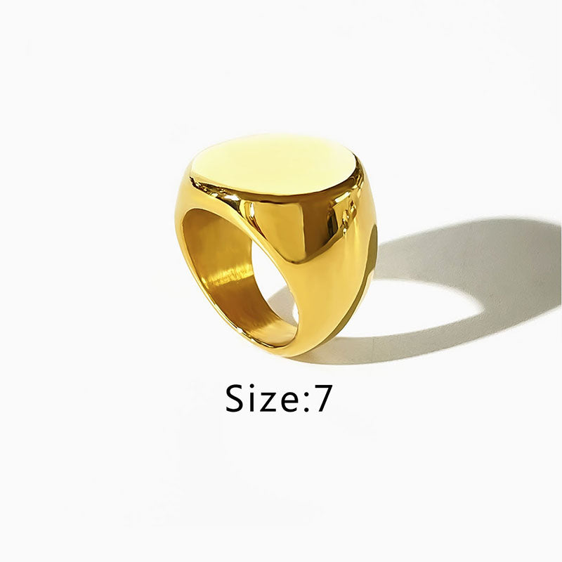 Exaggerated Solid Color Stainless Steel Plating 18k Gold Plated Rings