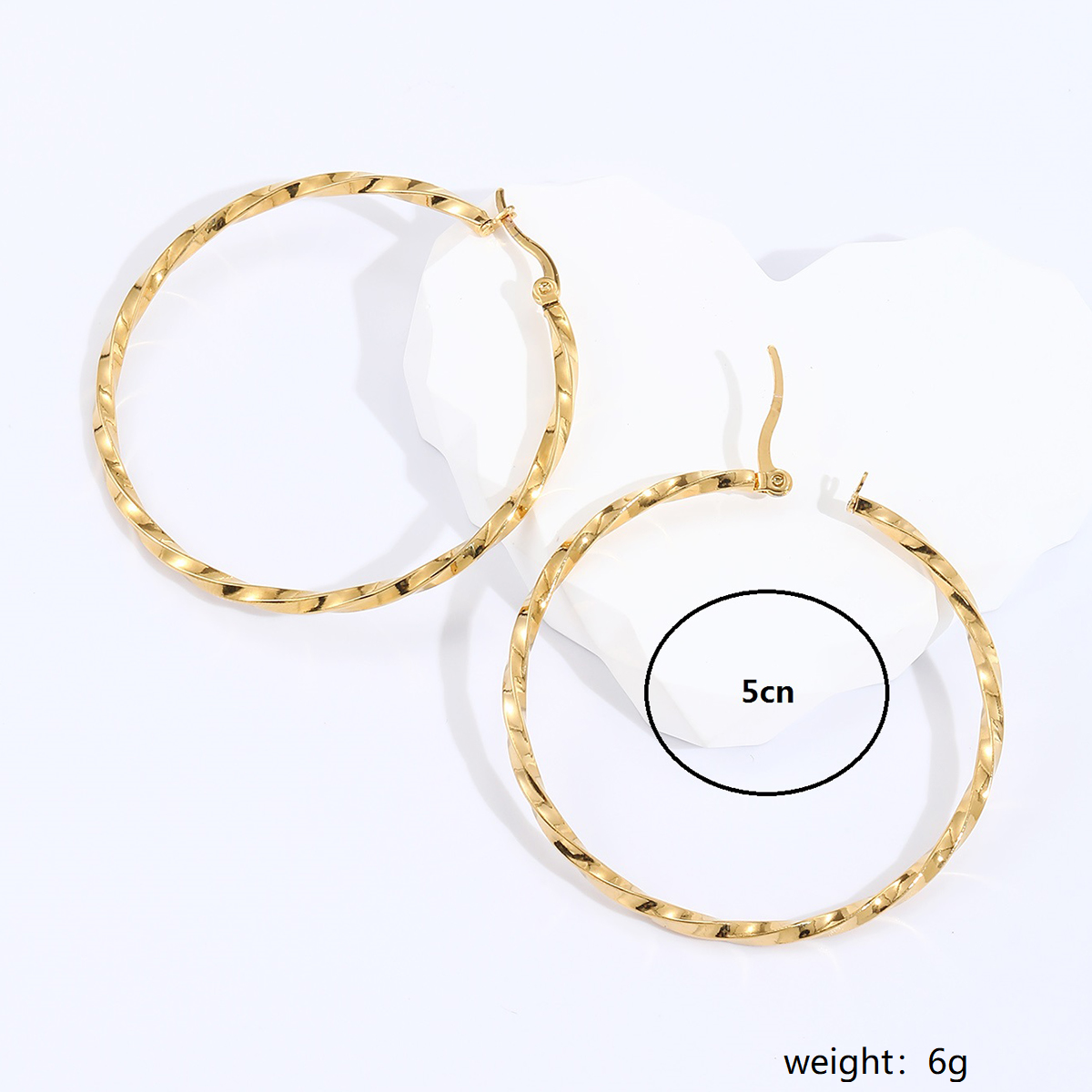 Fashion Round The Answer Stainless Steel Hoop Earrings Gold Plated Stainless Steel Earrings 1 Pair