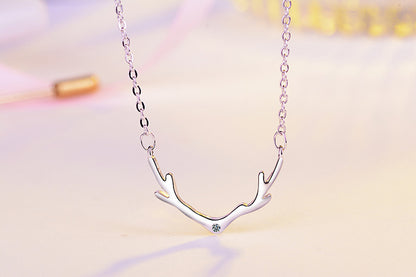 Simple Style Antlers Copper Zircon Necklace In Bulk