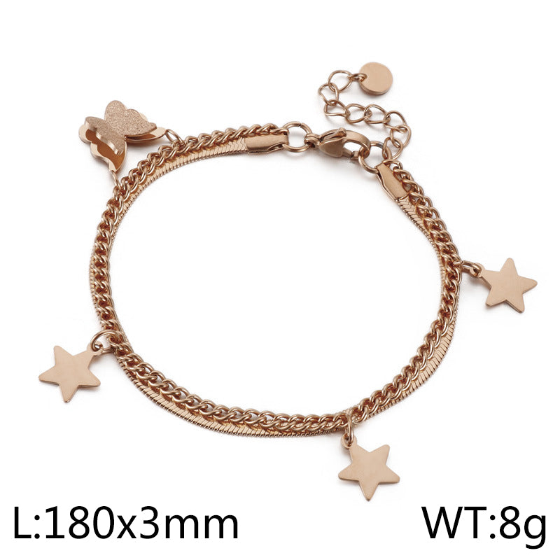 Simple Style Star Titanium Steel Plating Bracelets