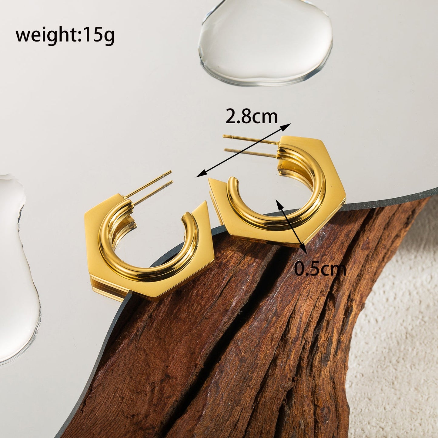 1 Pair Simple Style Solid Color Plating Stainless Steel 18k Gold Plated Ear Studs