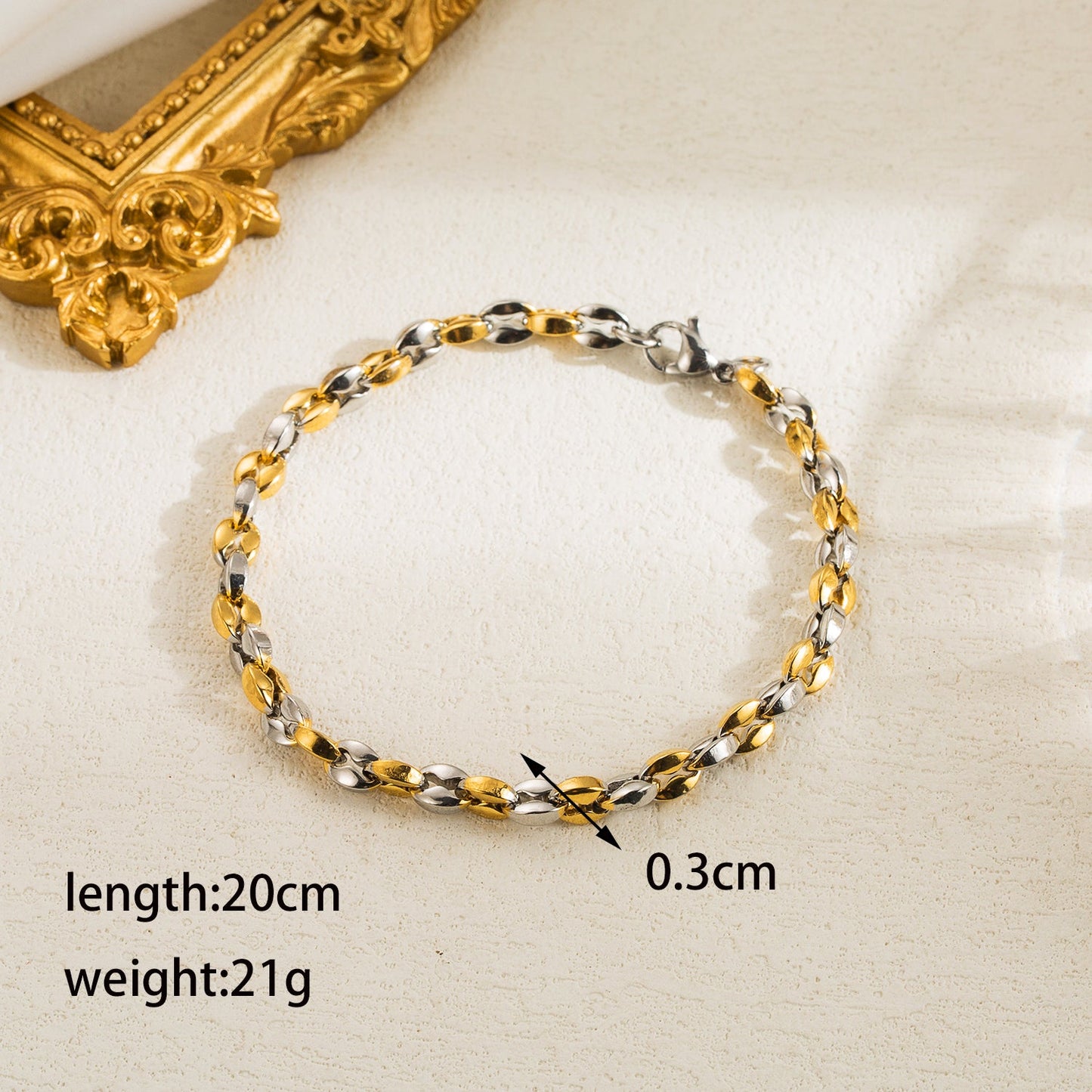 Simple Style Lips Rectangle Stainless Steel Plating 18k Gold Plated Bracelets