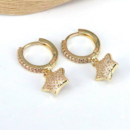 1 Piece Sweet Simple Style Star Plating Inlay Copper Zircon 18k Gold Plated Ear Cuffs