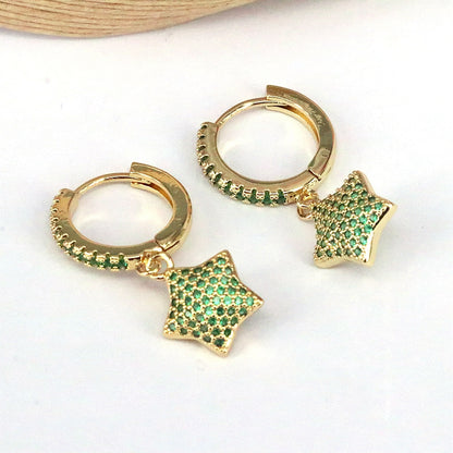 1 Piece Sweet Simple Style Star Plating Inlay Copper Zircon 18k Gold Plated Ear Cuffs