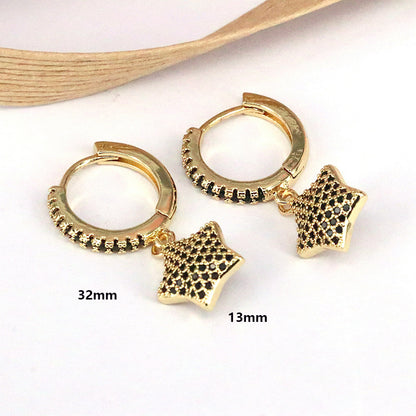 1 Piece Sweet Simple Style Star Plating Inlay Copper Zircon 18k Gold Plated Ear Cuffs