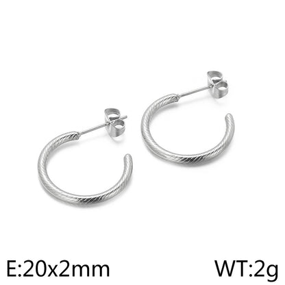 1 Pair Simple Style C Shape Geometric Plating Titanium Steel Ear Studs