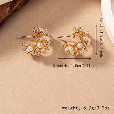 2 Pieces Cute Romantic Shiny Flower Plating Inlay Alloy Ferroalloy Acrylic 14k Gold Plated Ear Studs