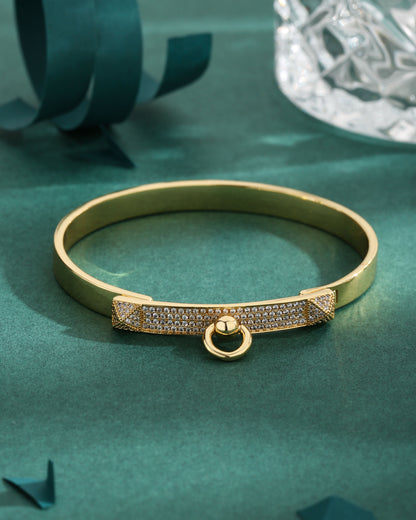 Simple Style Streetwear Lock Copper 18k Gold Plated Zircon Bangle In Bulk