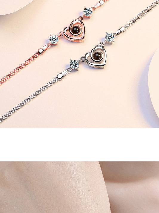 Ig Style Simple Style Heart Shape Copper Zircon Bracelets In Bulk