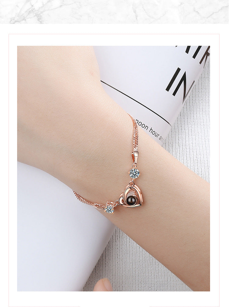 Ig Style Simple Style Heart Shape Copper Zircon Bracelets In Bulk