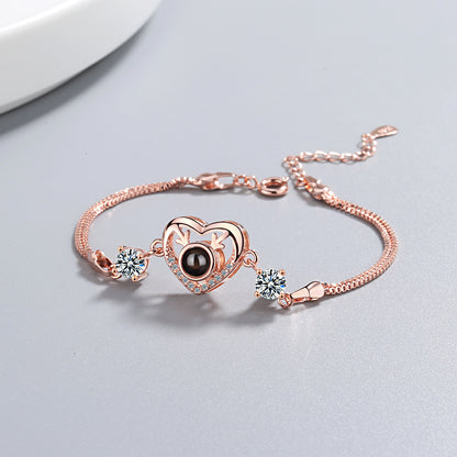 Copper IG Style Elegant Lady Plating Inlay Heart Shape Rhinestones Zircon Bracelets